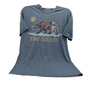California Stay Golden Bear Tee Shirt Blue Bear Swim Shorts Graphic Size Medium